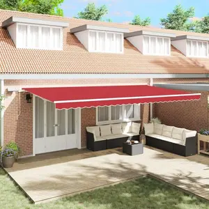 Vidaxl auvent rétractable rouge 600 × 300 cm tissu et acier pas cher