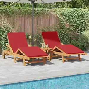 Comparateur de prix : Vidaxl - Transat 3 Pcs Rouge 40 X 40 X 40cm Bois D'Acacia Massif