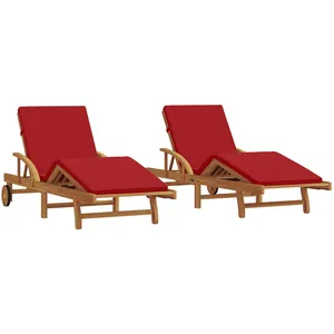 Comparateur de prix : vidaXL Bain de soleil 2 pcs rouge 200 x 67 x 84cm bois massif acacia