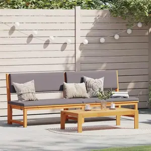 vidaXL Vidaxl Chaise Longue Grise Avec Bois Naturel pas cher