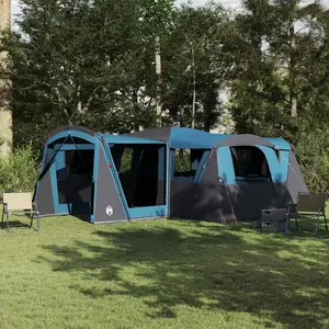 vidaXL Tente familiale avec toit bleu et gris 745 x 700 x 217 cm pas cher