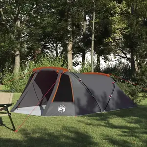 vidaXL Tente tunnel avec toit Gris et orange 328 x 228 x 115 cm pas cher