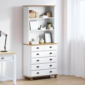 Comparateur de prix : vidaXL Hutch avec étagère ASKIM Blanc 91 x 40 x 200,5 cm Pin massif