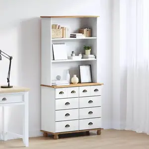 Vidaxl - Hutch Avec Tiroir Blanc 91 X 40 X 184 Cm Bois De Pin Massif pas cher