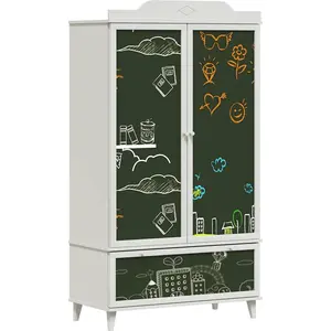 vidaXL Vidaxl Armoire Tableau Noir Avec Tiroir Blanc Bois D'ingénierie