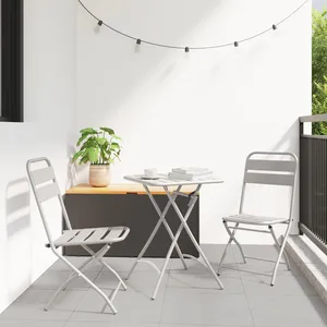 Comparateur de prix : vidaXL Vidaxl Ensemble De Bistro Pliable 3 Pièces Beige En Acier