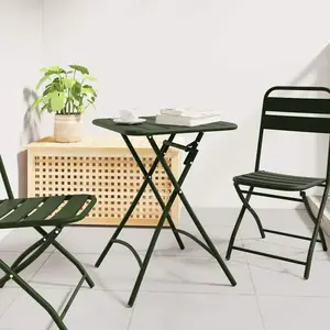 vidaXL Table de jardin pliante Vert foncé 55x55x73 cm Acier pas cher