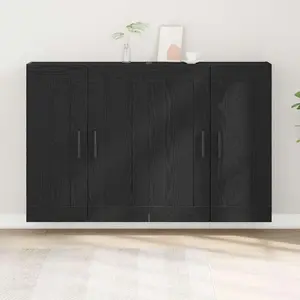 vidaXL Vidaxl Armoires Murales 2 Pcs Chêne Noir Bois D'ingénierie pas cher