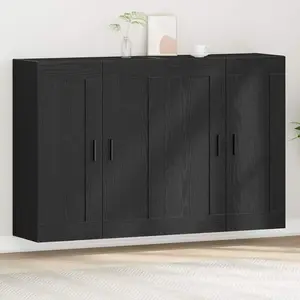 vidaXL Vidaxl Armoires Murales 2 Pcs Chêne Noir Bois Ingénieré pas cher