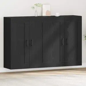 vidaXL Vidaxl Armoires Murales 2 Pcs Chêne Noir Bois D'ingénierie pas cher