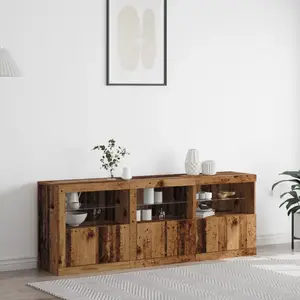 Buffet Bas - vidaXL - Chêne Massif - LED - 181.5x37x67 cm - Marron pas cher