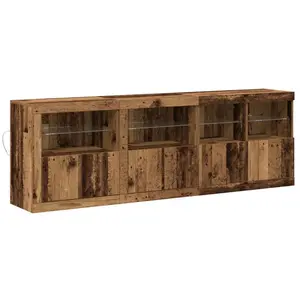 Comparateur de prix : vidaXL Buffet LED vieux bois 202 x 37 x 67 cm Matériau dérivé du bois