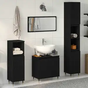 vidaXL Ensemble de mobilier de salle de bain 3 pcs Chêne noir pas cher
