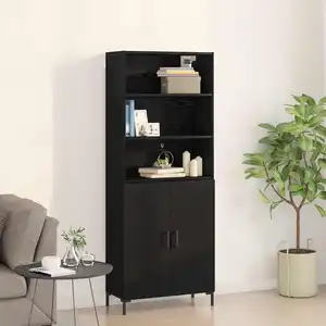 Haut Armoire Montage Mural 2 Pcs Chêne Noir Bois D'Ingénierie Vidaxl pas cher