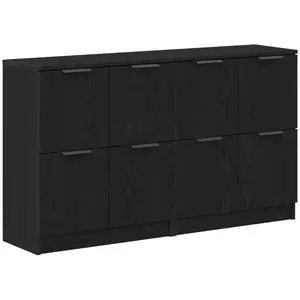 vidaXL Vidaxl Buffets 2 Pcs Chêne Noir 60x30x70 Cm Bois D'ingénierie
