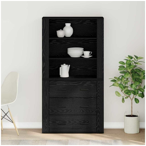 vidaXL Highboard Chêne Noir Bois d'ingénierie pas cher
