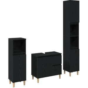 vidaXL Ensemble de mobilier de salle de bain 3 pcs Chêne noir pas cher