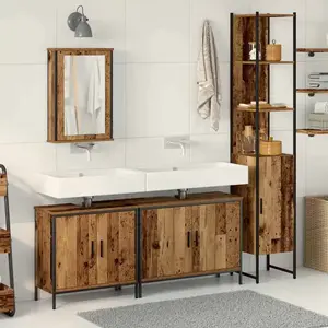 Comparateur de prix : vidaXL Vidaxl Set De Mobilier De Salle De Bain 4 Pièces En Bois Ancien