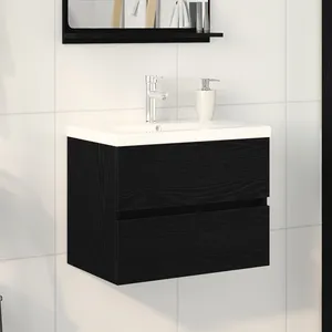 Comparateur de prix : vidaXL Meuble de Lavabo de Salle de Bain Chêne noir 80 x 39 x 62 cm