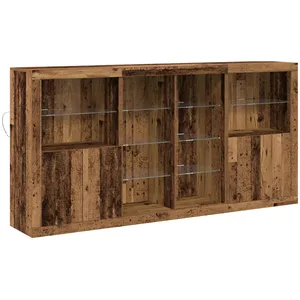 Comparateur de prix : vidaXL LED Sideboard 3 pcs Altholz 202 x 37 x 100 cm Holzwerkstoff