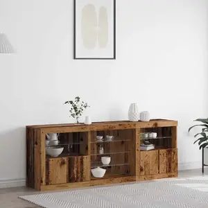 Buffet en bois massif - vidaXL - LED - 181x37x67 cm - Style rustique pas cher