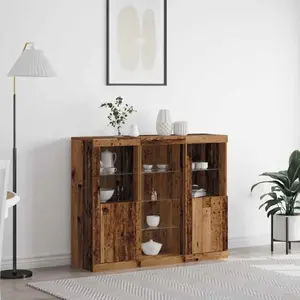 vidaXL Buffet LED Bois ancien 123 x 37 x 100 cm Bois d'ingénierie pas cher