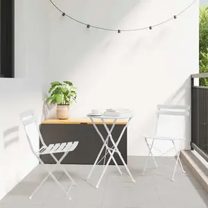 Comparateur de prix : vidaXL Ensemble Bistro Pliant 3 Pièces  Blanc Acier