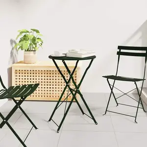 vidaXL Table Bistrot Pliable Vert Foncé Ø50x71 cm Acier Revêtu pas cher