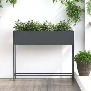 vidaXL Jardinier Surélevé Vidaxl 100x26x82 Cm Acier Anthracite pas cher