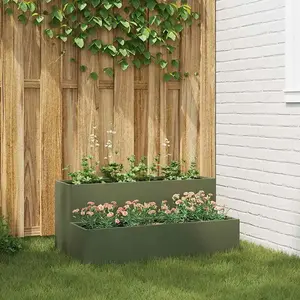vidaXL Jardinière 2 Niveaux 100x60x45 Cm Vert Olive Acier pas cher