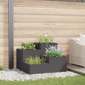 vidaXL Jardinière 80x80x60 cm Acier Noir pas cher