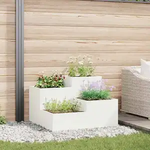 vidaXL Jardinier 80x80x60 cm Acier Blanc pas cher