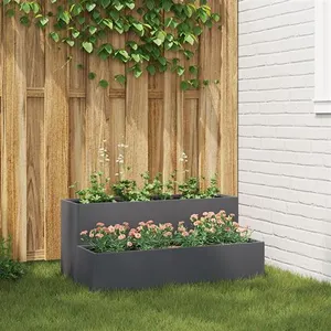 Comparateur de prix : Bac À Fleurs 2 Étages 100x60x45 Cm Anthracite En Acier