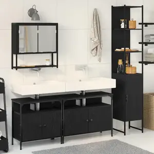 Comparateur de prix : Vidaxl - Ensemble De Mobilier De Salle De Bain 4 Pcs Chêne Noir