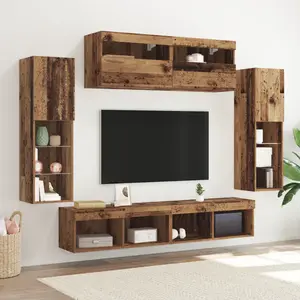 vidaXL Ensemble de meuble TV mural Montage mural 6 pcs Bois ancien