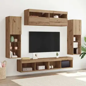 vidaXL Ensemble de meubles TV mural 6 pcs Artisan-Chêne Bois composite pas cher