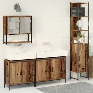 Comparateur de prix : vidaXL Ensemble de mobilier de salle de bain avec étagère 4 pcs Marron