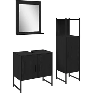 Comparateur de prix : vidaXL Ensemble de mobilier de salle de bain avec étagère 3 pcs Noir