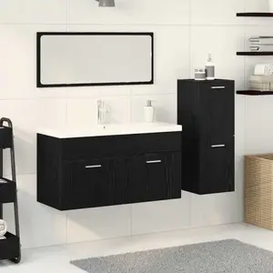 Comparateur de prix : Set De Meubles De Salle De Bain Montage Mural 4 Pcs Chêne Noir Vidaxl