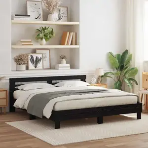 vidaXL Cadre de lit avec LED Chêne noir 200 x 200 cm Bois d'ingénierie pas cher