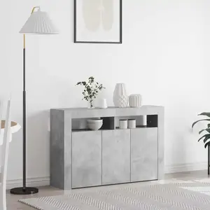 vidaXL Buffet Gris Béton Bois Reconstitué 116 x 30 x 75 cm Rectangulaire pas cher