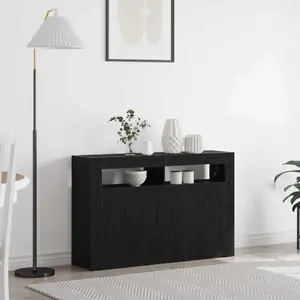 vidaXL Sideboard noir imitation chêne 116 x 30 x 75 cm Bois composite pas cher