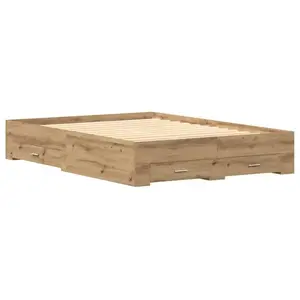 vidaXL Cadre de lit Chêne artisanal 140 x 190 cm Bois d'ingénierie