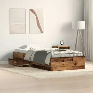 vidaXL Vidaxl Cadre De Lit Bois Vieilli 90x190 Cm Bois D'ingénierie pas cher