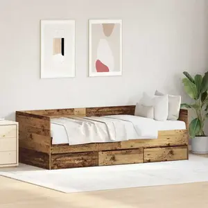 vidaXL Cadre de lit de jour avec tiroirs en vieux bois 90 x 200 cm pas cher