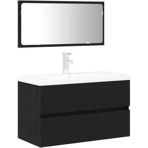 vidaXL Ensemble de mobilier de salle de bain 3 pcs Chêne noir pas cher