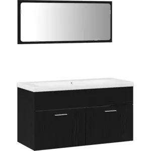 Comparateur de prix : vidaXL Ensemble de mobilier de salle de bain 3 pcs Chêne noir