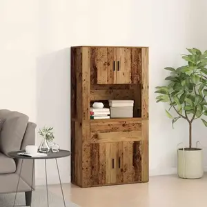 vidaXL Vidaxl Highboard Vieilli 80x33x150 Cm En Bois D'ingénierie pas cher