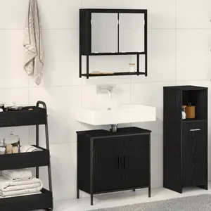 Comparateur de prix : Ensemble De Mobilier De Salle De Bain Avec Stockage 2 Pcs Noir Vidaxl