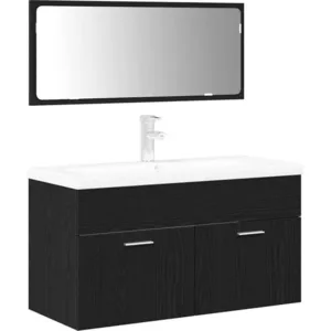 Comparateur de prix : vidaXL Ensemble De Meubles De Salle De Bain Vidaxl 3 Pièces Chêne Noir